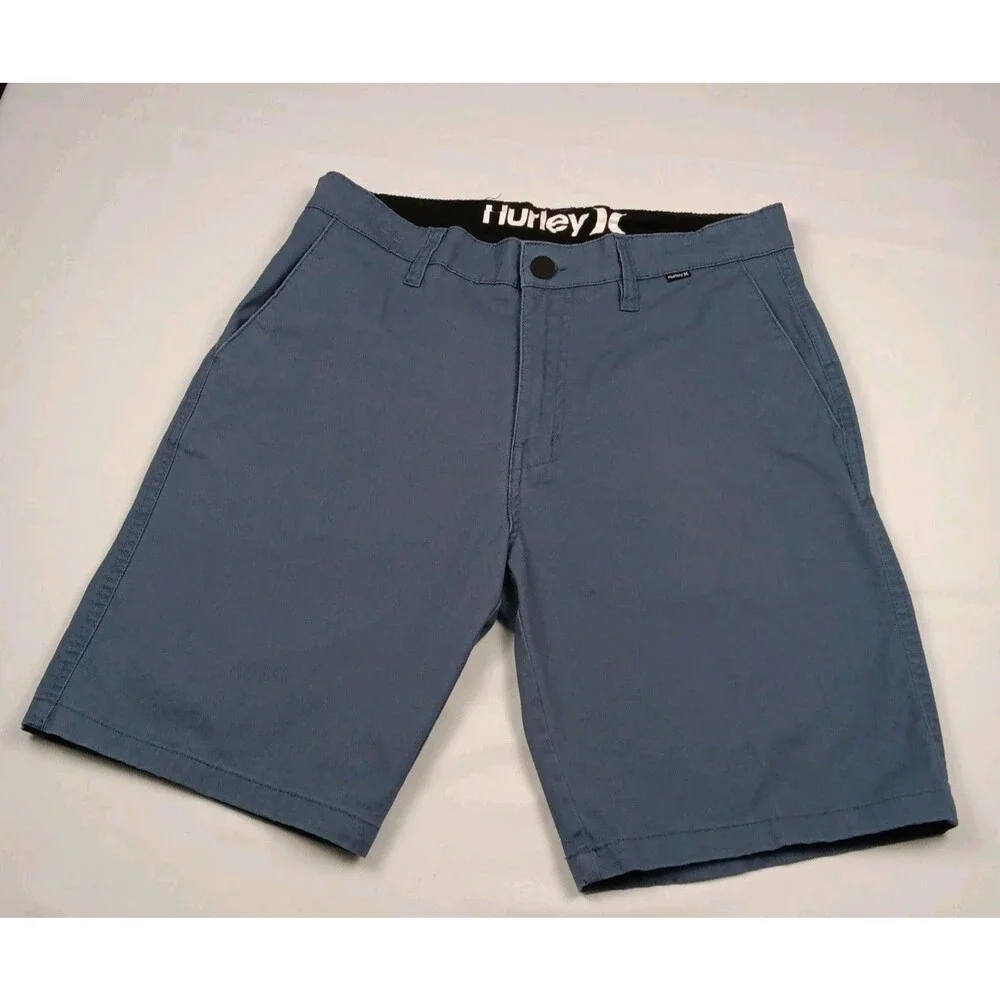 Hurley Mens Size 32 Slate Blue Chino Walk Shorts Flat Front Surf Casual